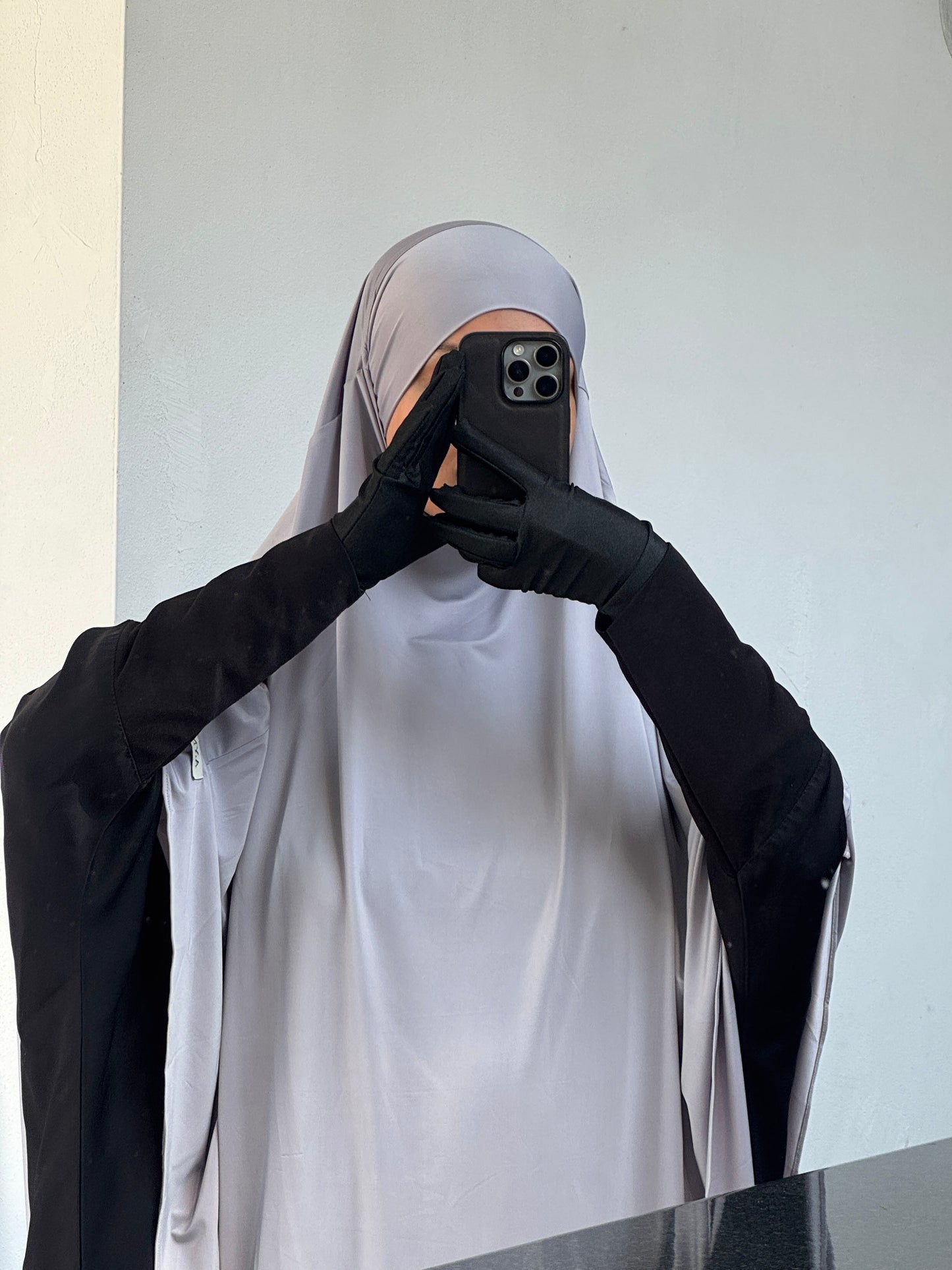 Liquid Jersey Khimar – Grey (Long)