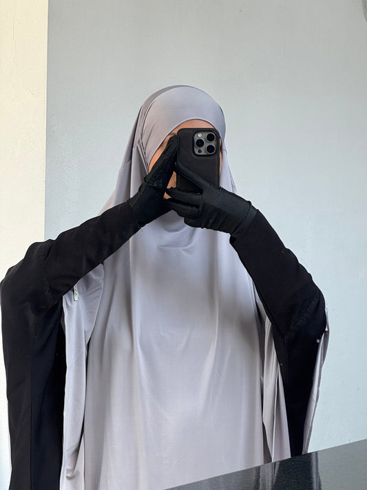 Liquid Jersey Khimar – Grey (Long)