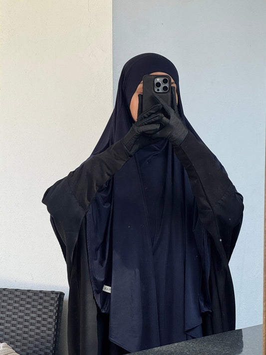 Liquid Jersey Khimar – Navy Blue (Long)