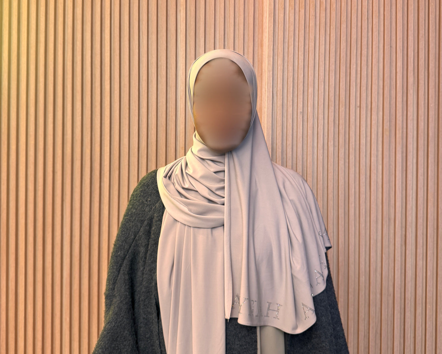Warm Beige Rhinestone Hijab