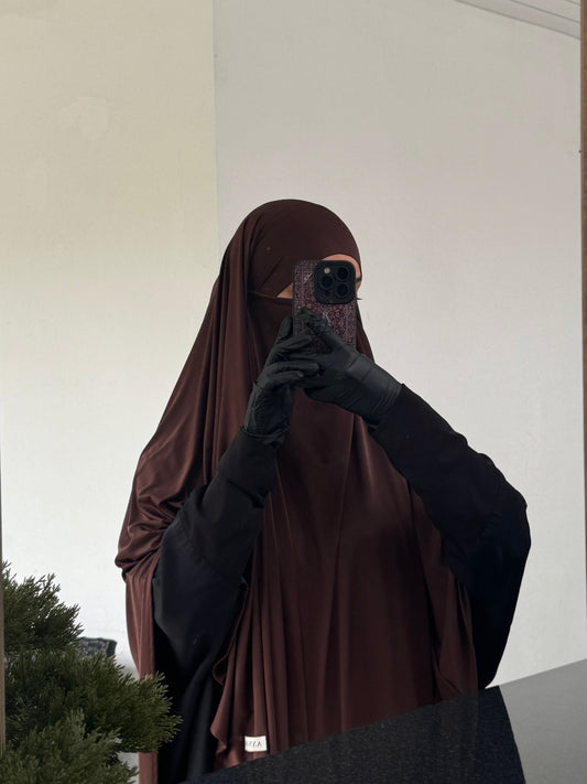 Liquid Jersey Khimar – Chocolate Brown (Short)